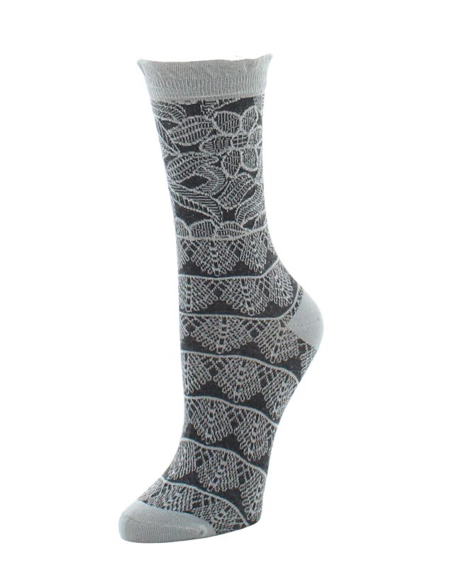 Natori Lace Trelis Crew Socks